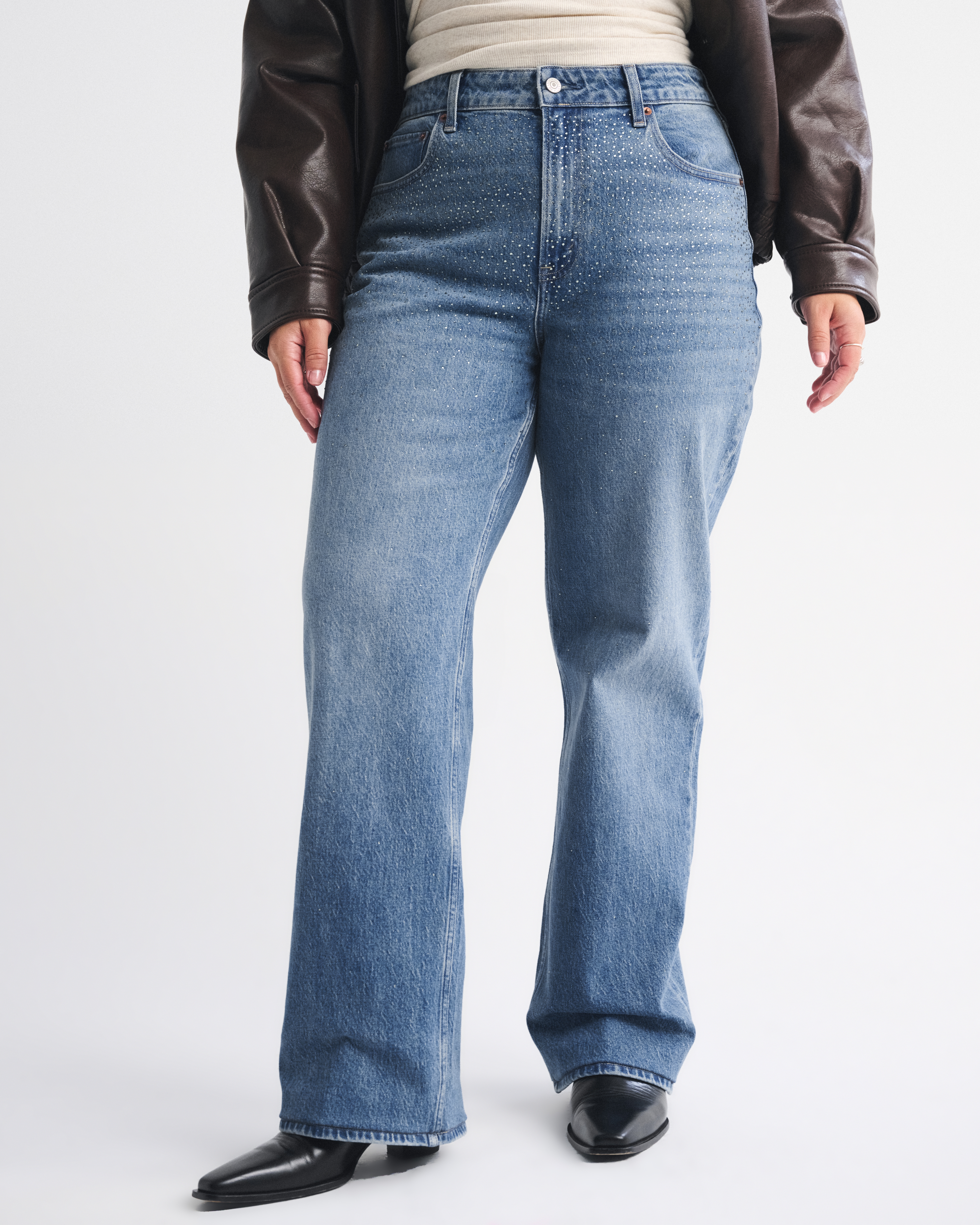 Женские джинсы Abercrombie & Fitch Curve Love High Rise 90s Relaxed Shiny Embellished Jean — фото 3