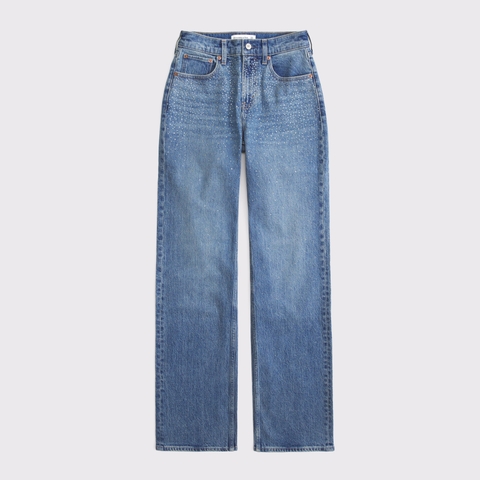 Женские джинсы Abercrombie & Fitch Curve Love High Rise 90s Relaxed Shiny Embellished Jean