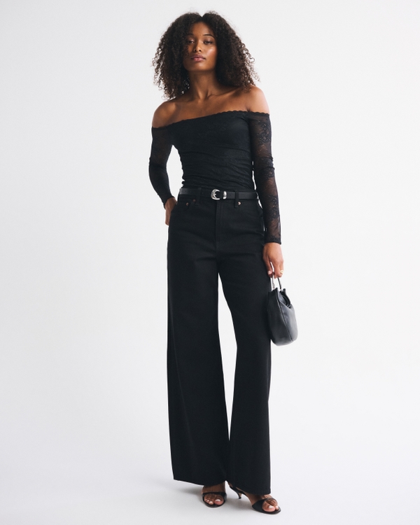 Curve Love High Rise Wide Leg Jean, No Fade Black view 1