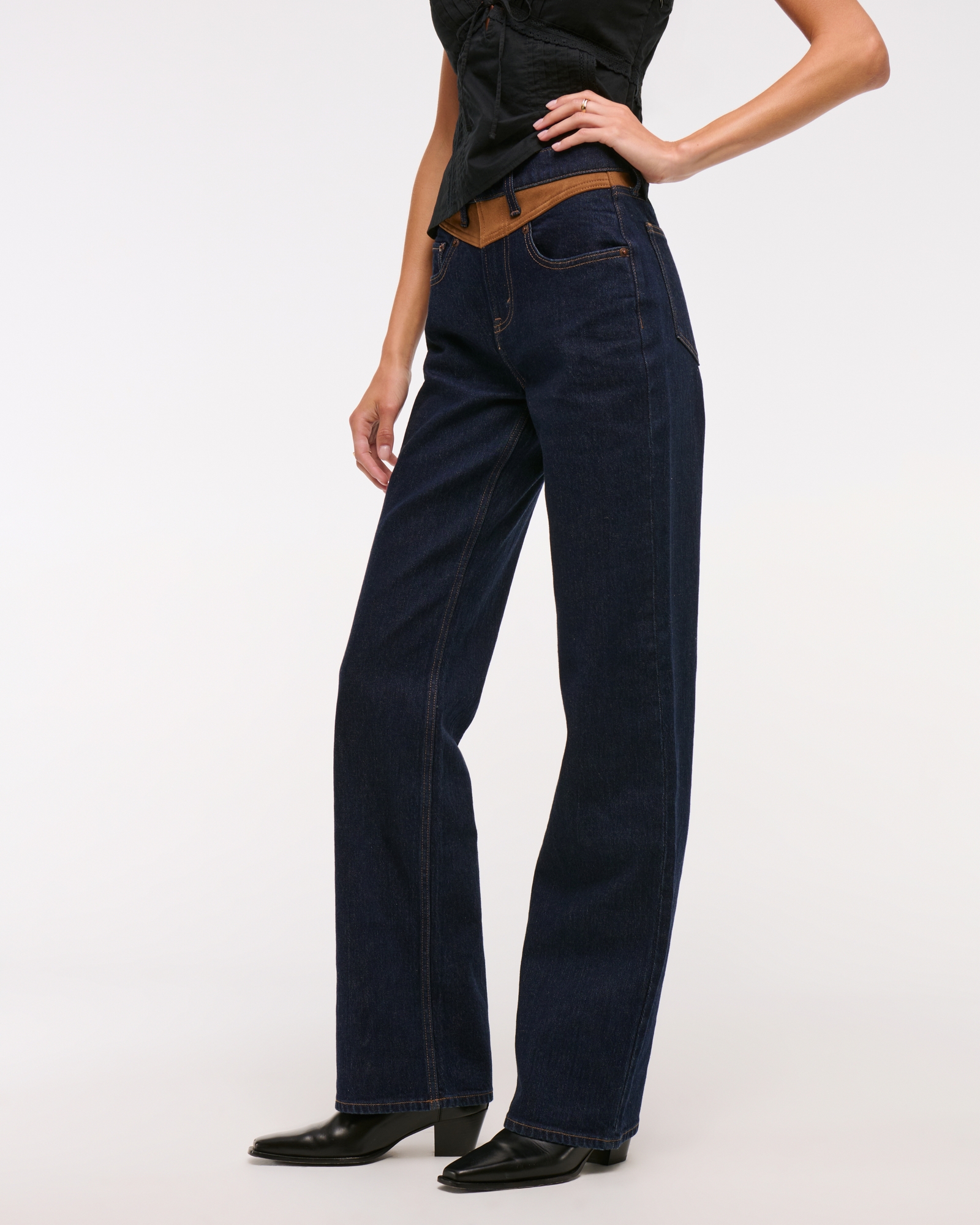 High Rise 90s Relaxed Vegan Suede Yoke Jean