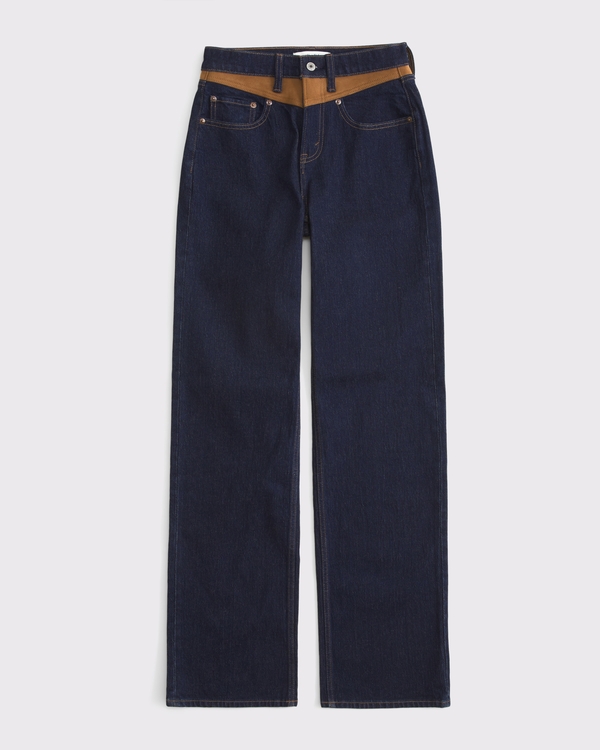 High Rise 90s Relaxed Jean, Rinse Suede Yoke view 1