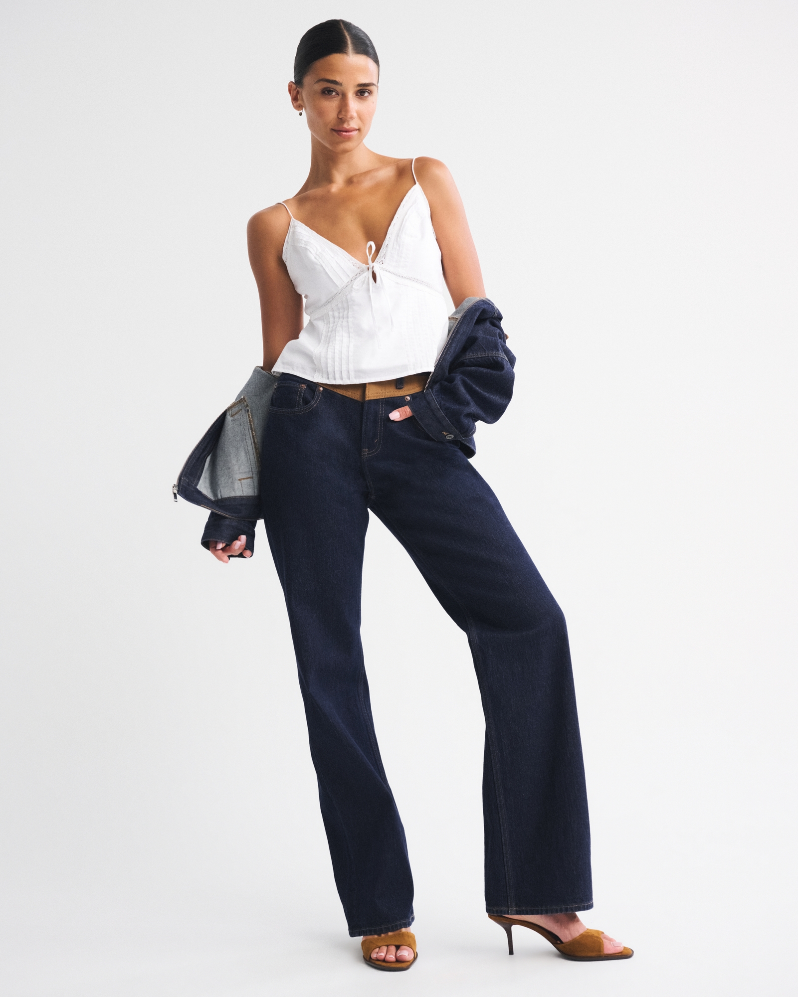 Curve Love High Rise 90s Relaxed Vegan Suede Yoke Jean