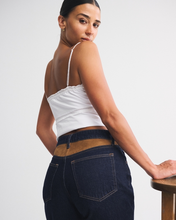 Curve Love High Rise 90s Relaxed Vegan Suede Yoke Jean