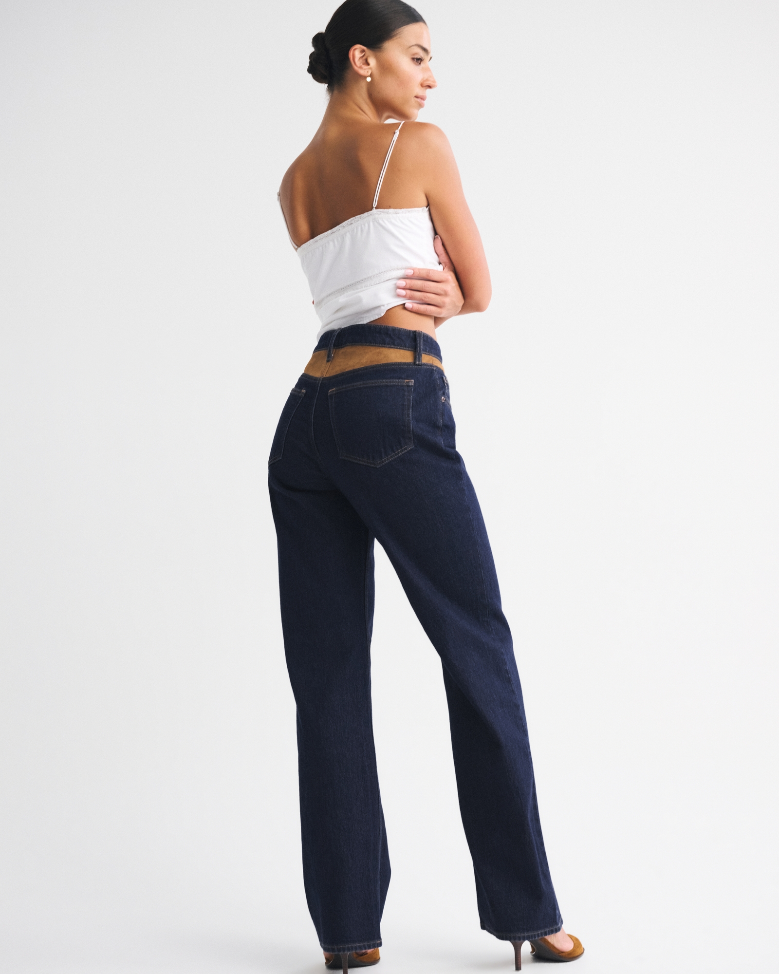 Curve Love High Rise 90s Relaxed Vegan Suede Yoke Jean