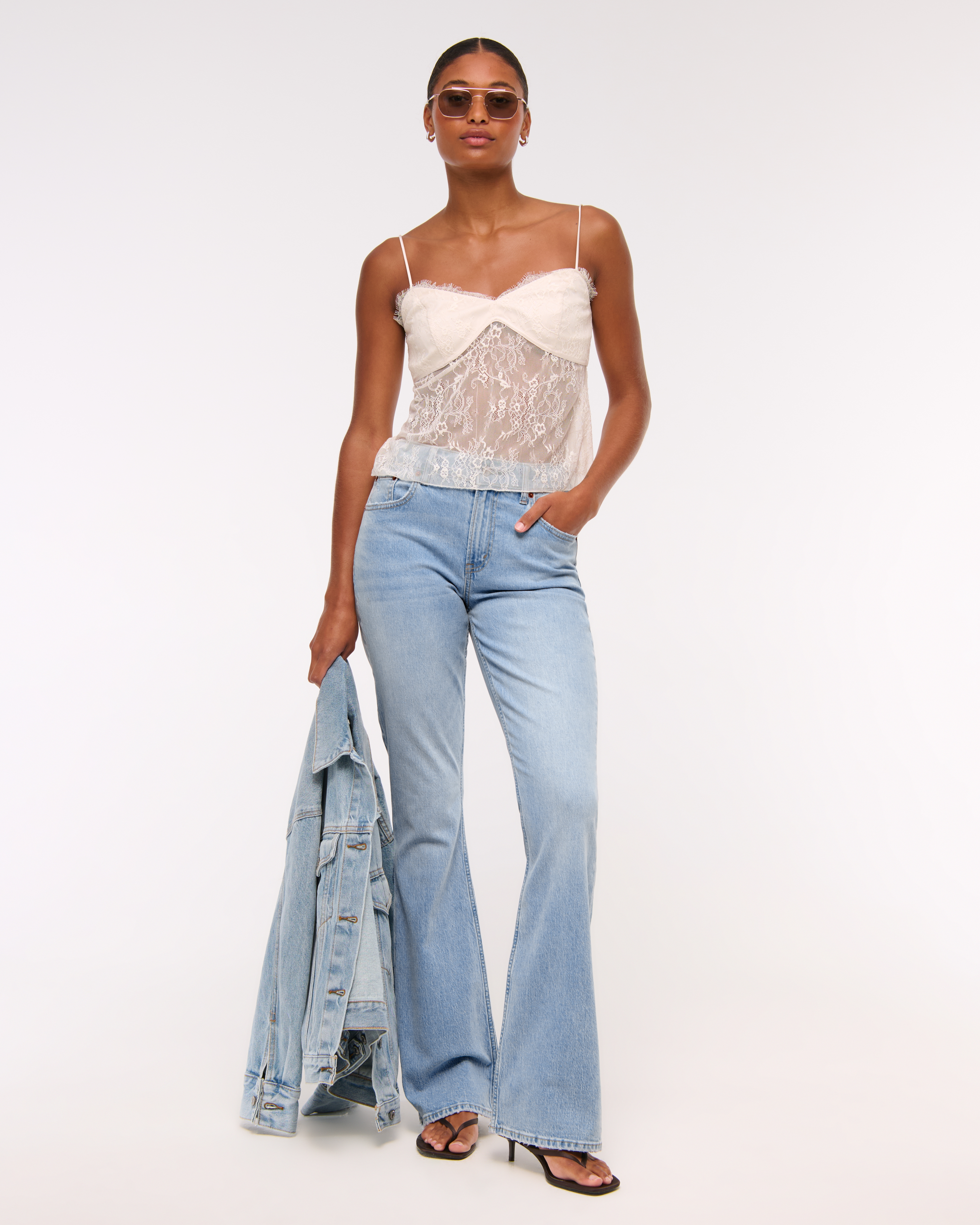 Abercrombie & Fitch Curve Love Mid Rise Bootcut Jean In Brown