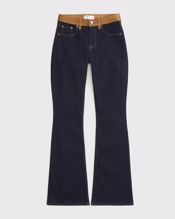 Mid Rise Bootcut Vegan Suede Waistband Jean