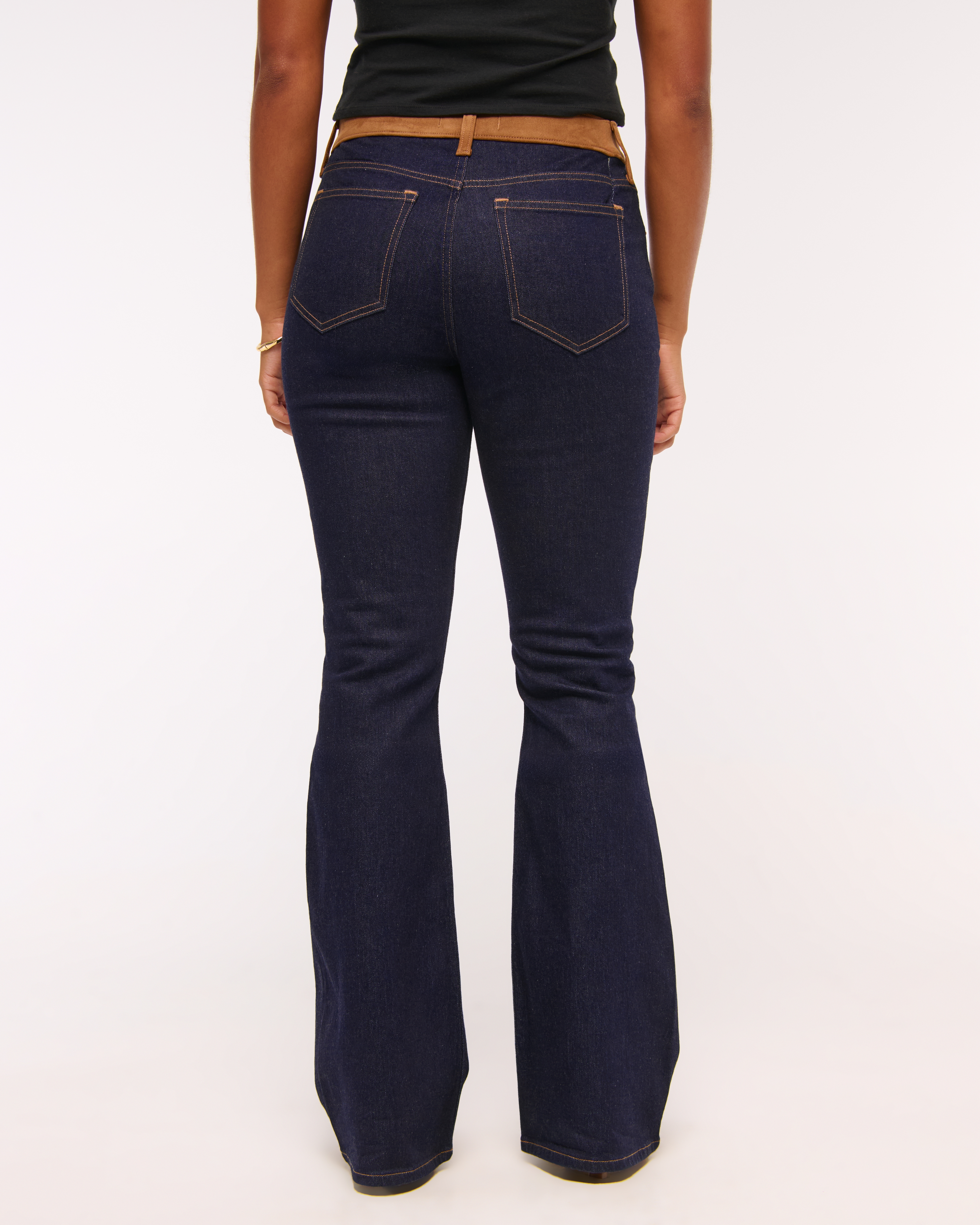 Abercrombie & Fitch Curve Love Mid Rise Bootcut Vegan Suede Waistbandjean