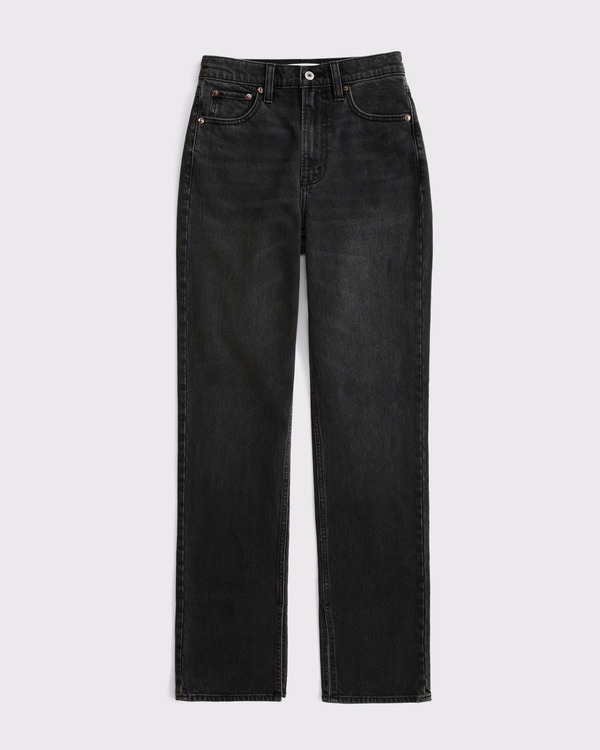 Curve Love Ultra High Rise 90s Straight Jean, Washed Black Vent Hem view 1