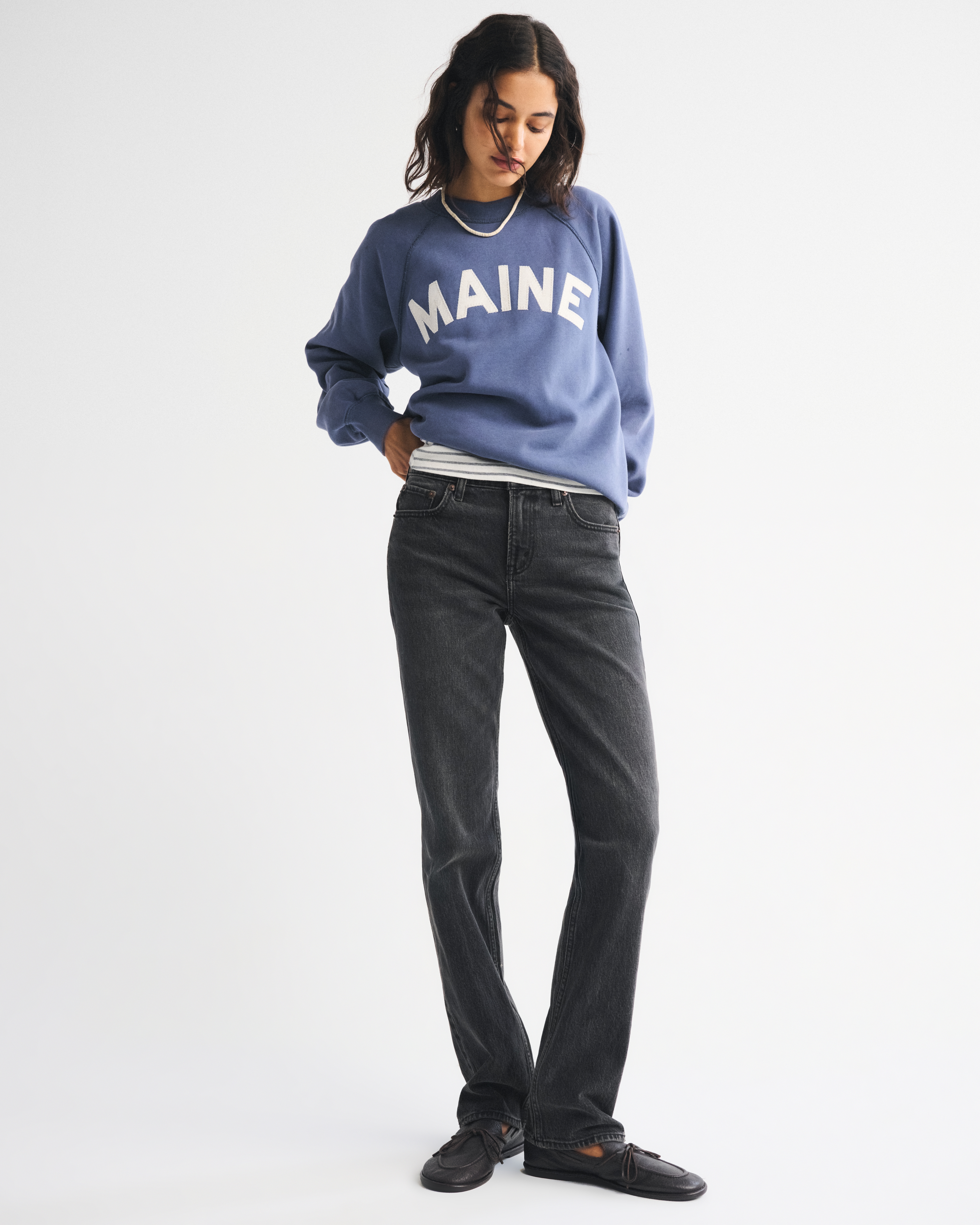 Abercrombie & Fitch Mid Rise 90s Straight Jean In Black