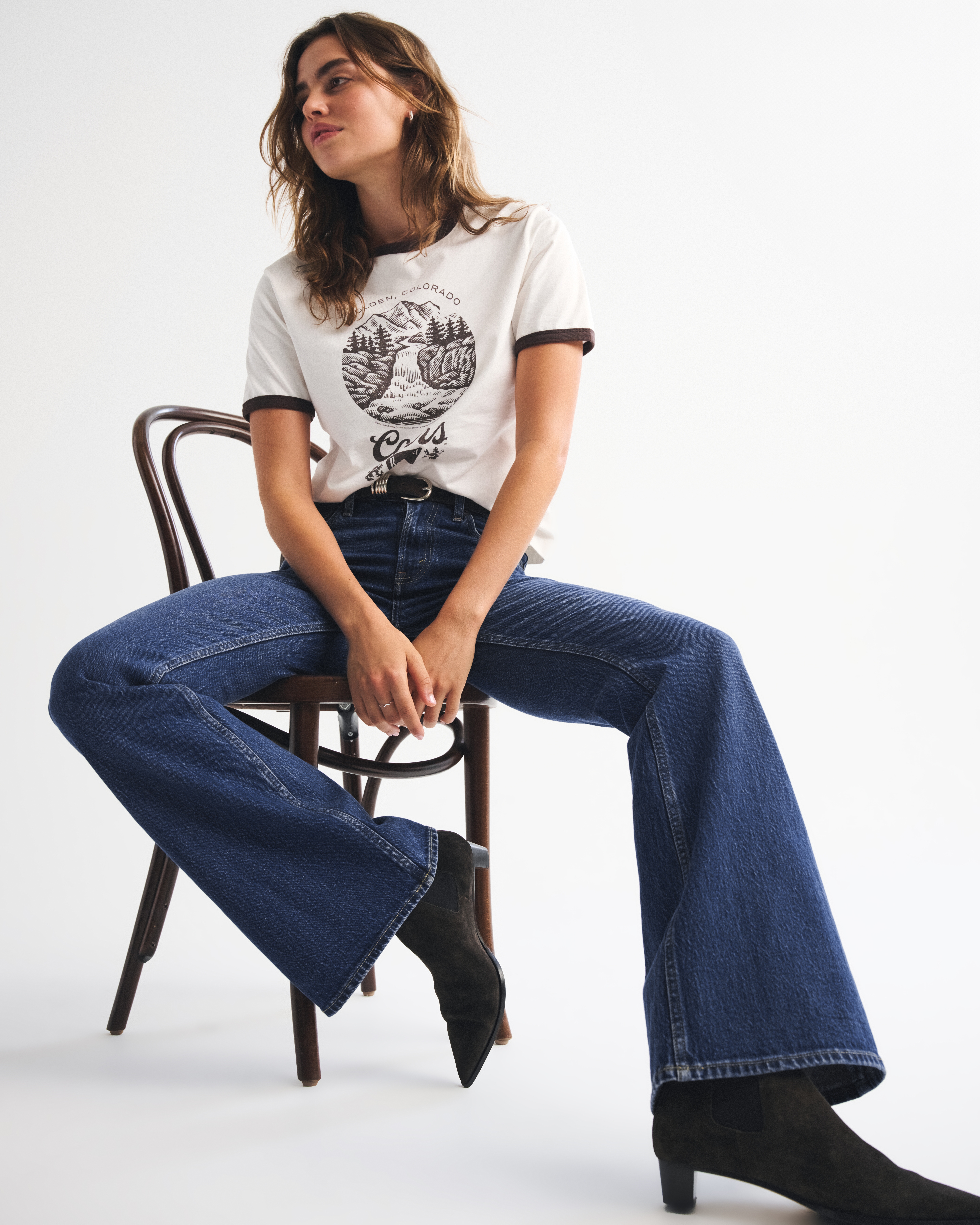 Abercrombie & Fitch High Rise Flare Jean In Black