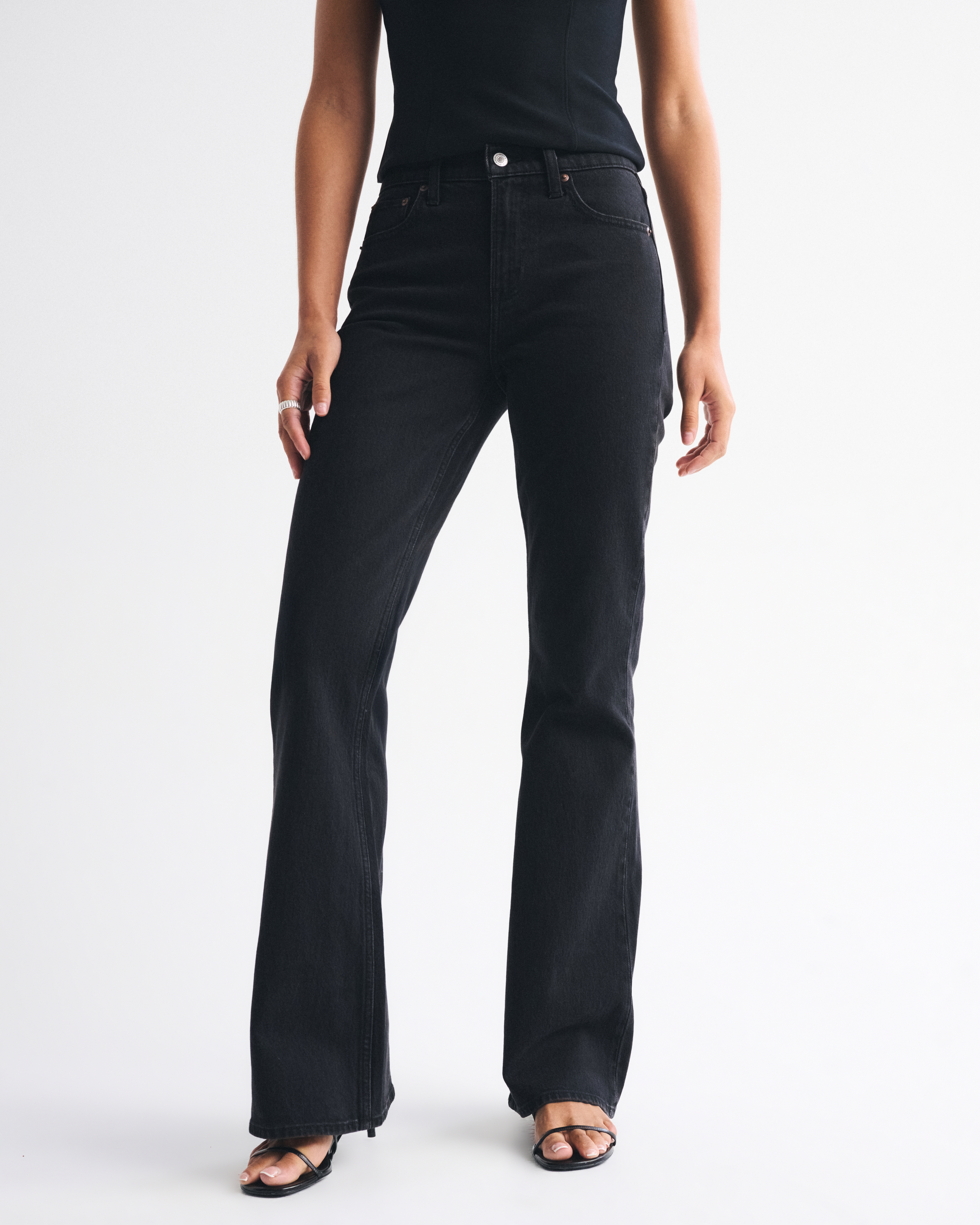 Abercrombie & Fitch High Rise Flare Jean In Black