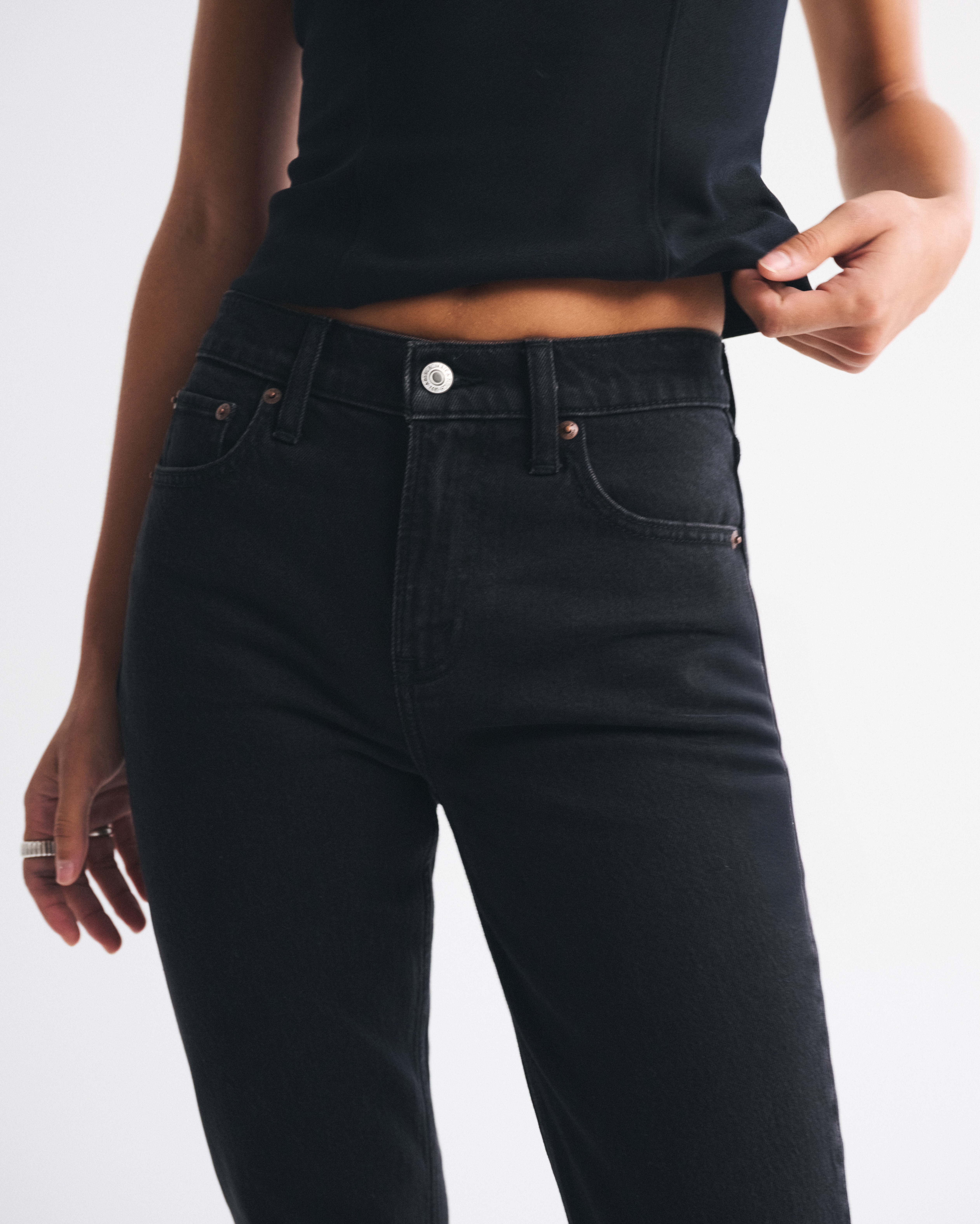 Abercrombie & Fitch High Rise Flare Jean In Black
