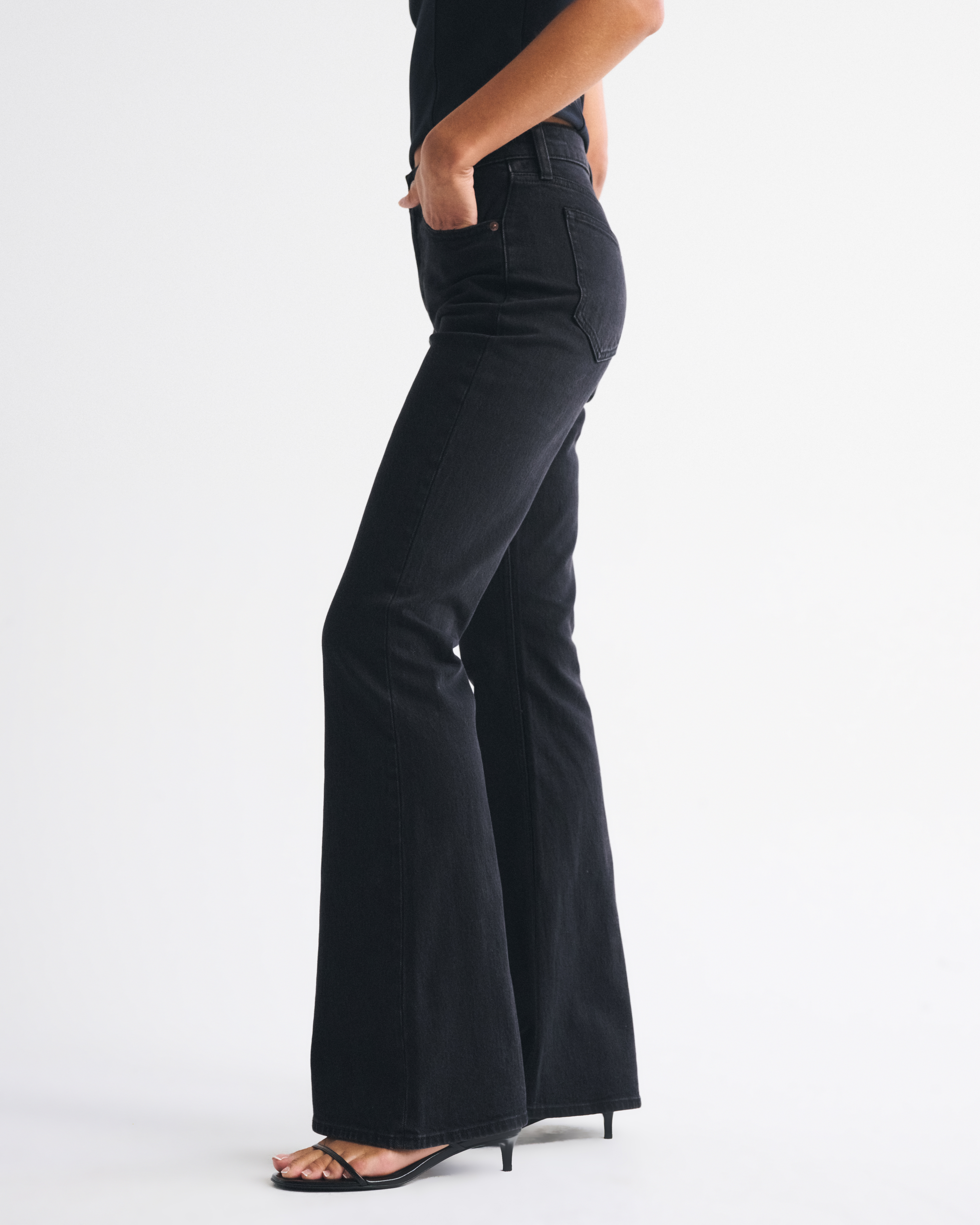 Abercrombie & Fitch High Rise Flare Jean In Black