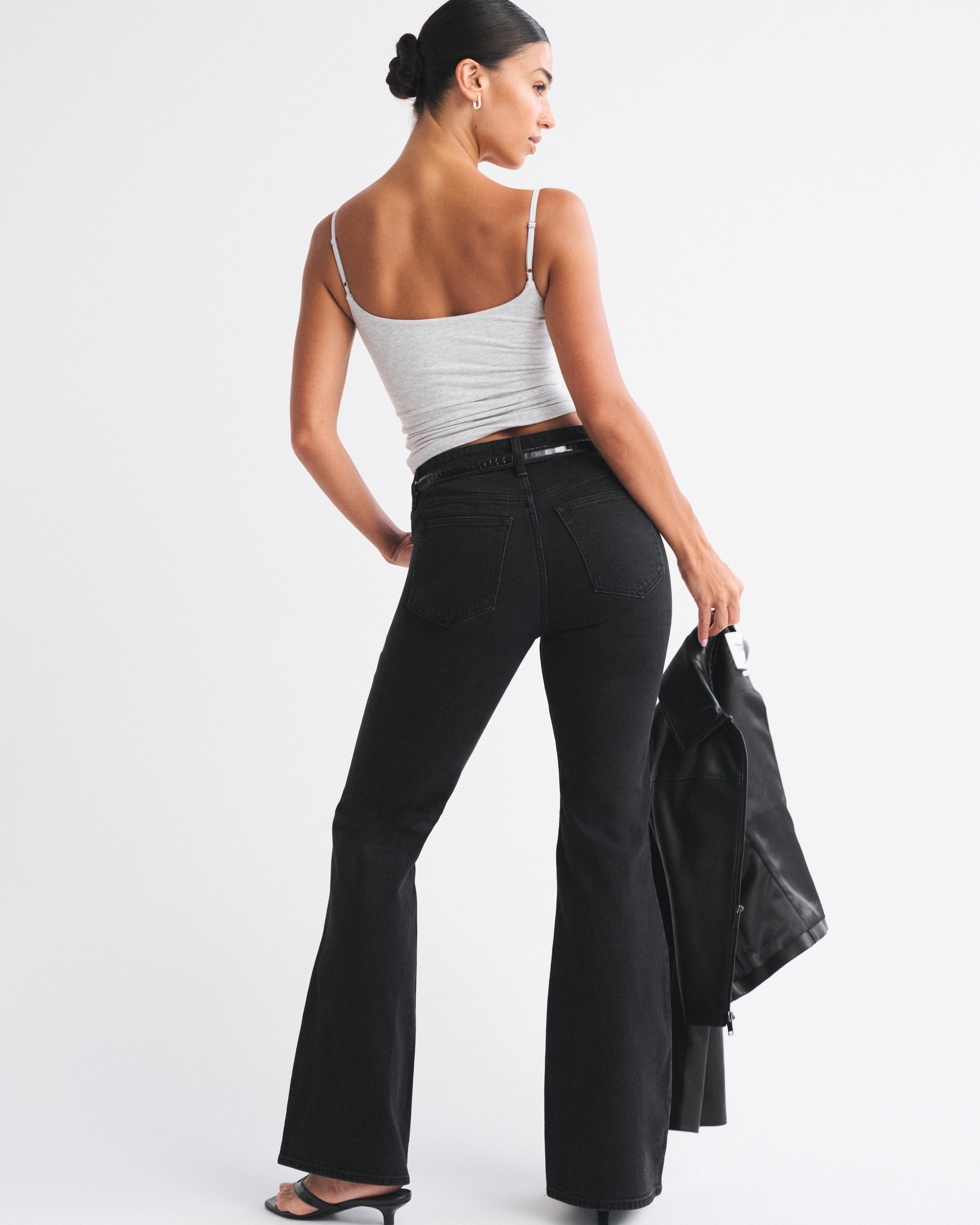 Abercrombie & Fitch Curve Love High Rise Flare Jean In Black
