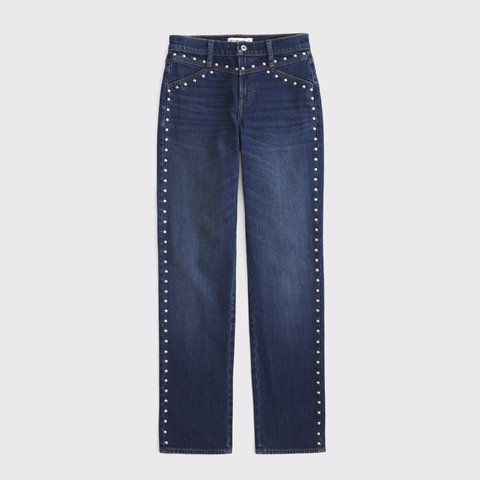 Женские джинсы Abercrombie & Fitch Mid Rise 90s Straight Leopard Print Jean