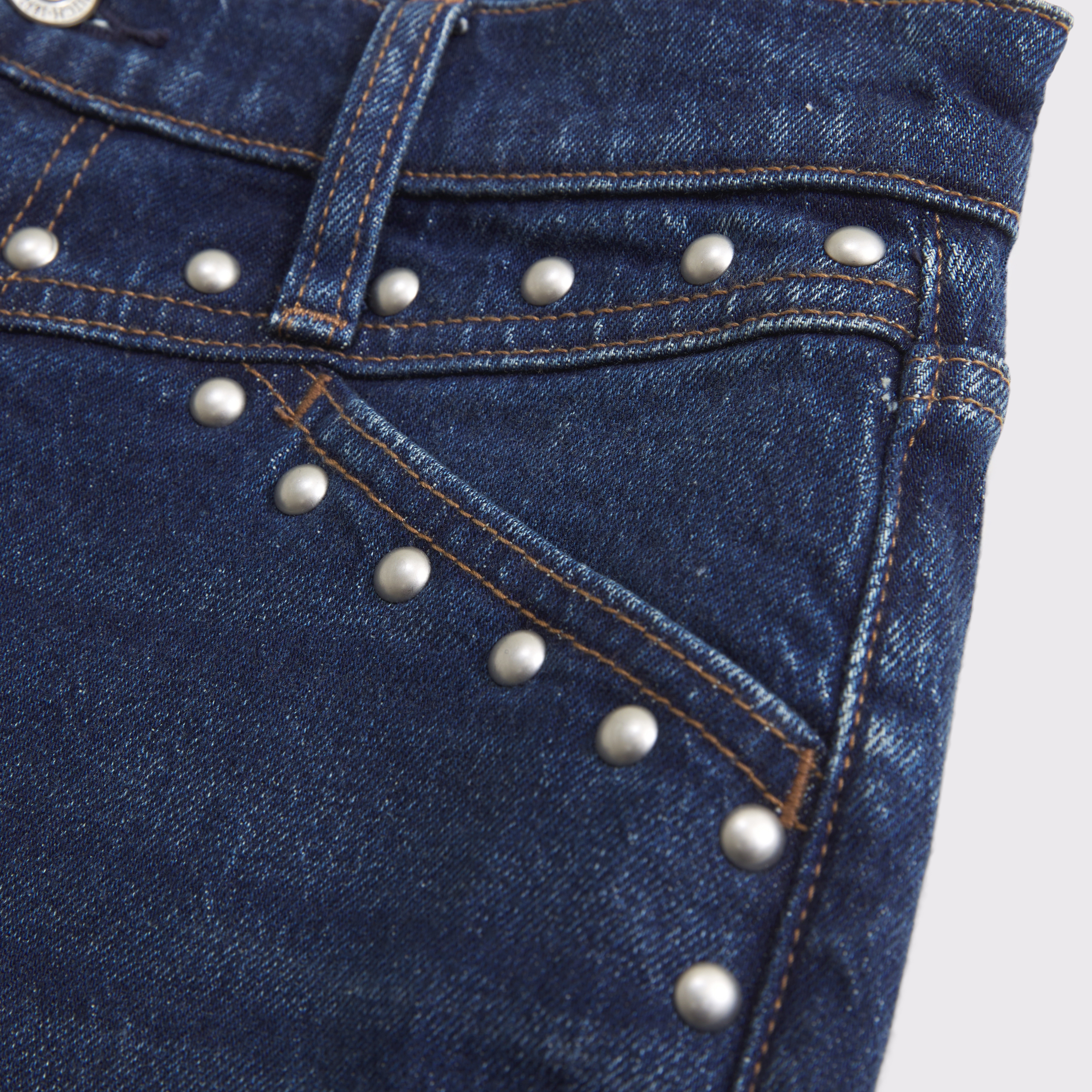 Abercrombie & Fitch Mid Rise 90s Straight Studded Jean