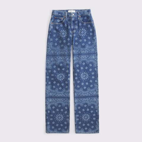 Женские джинсы Abercrombie & Fitch High Rise 90s Relaxed Bandana Print Jean
