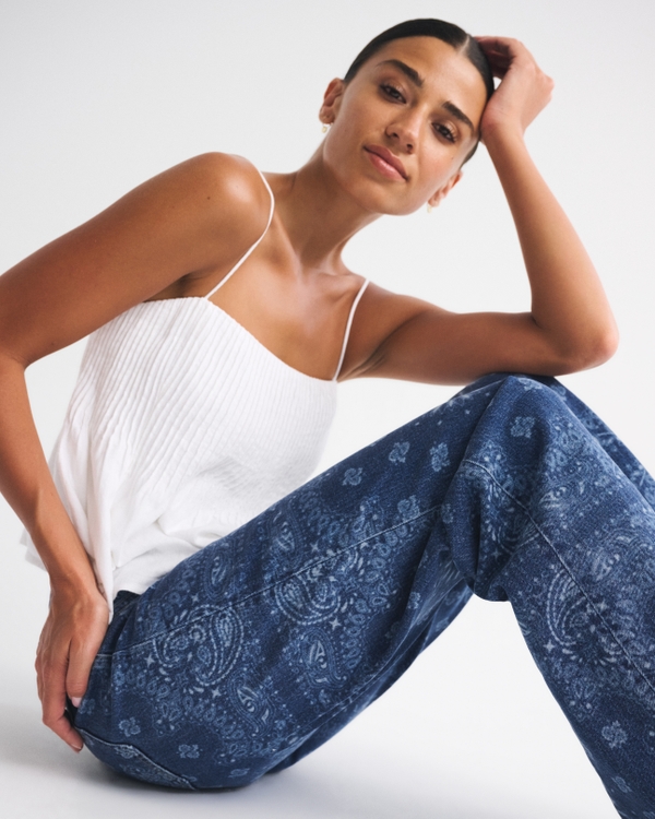 Women's Curve Love High Rise 90s Relaxed Bandana Print Jean