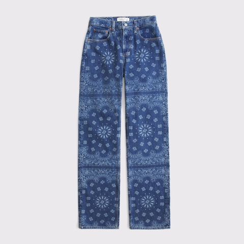 Женские джинсы Abercrombie & Fitch Curve Love High Rise 90s Relaxed Bandana Print Jean