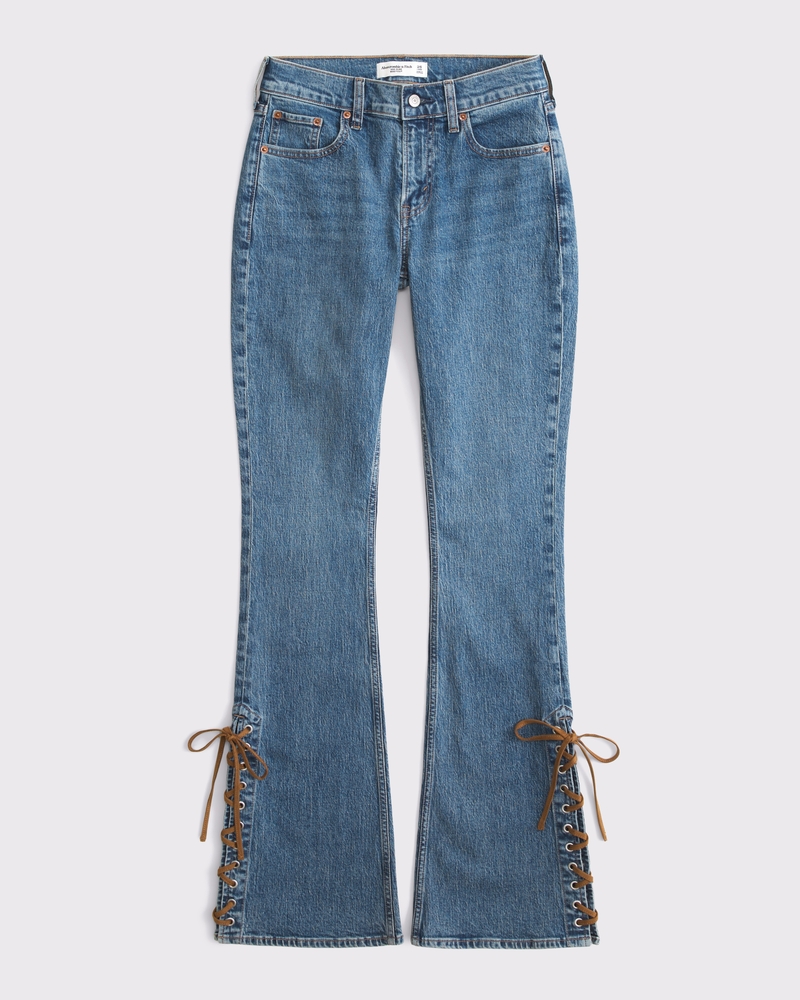 Women's Curve Love Mid Rise Bootcut Vegan Suede Lace Jean