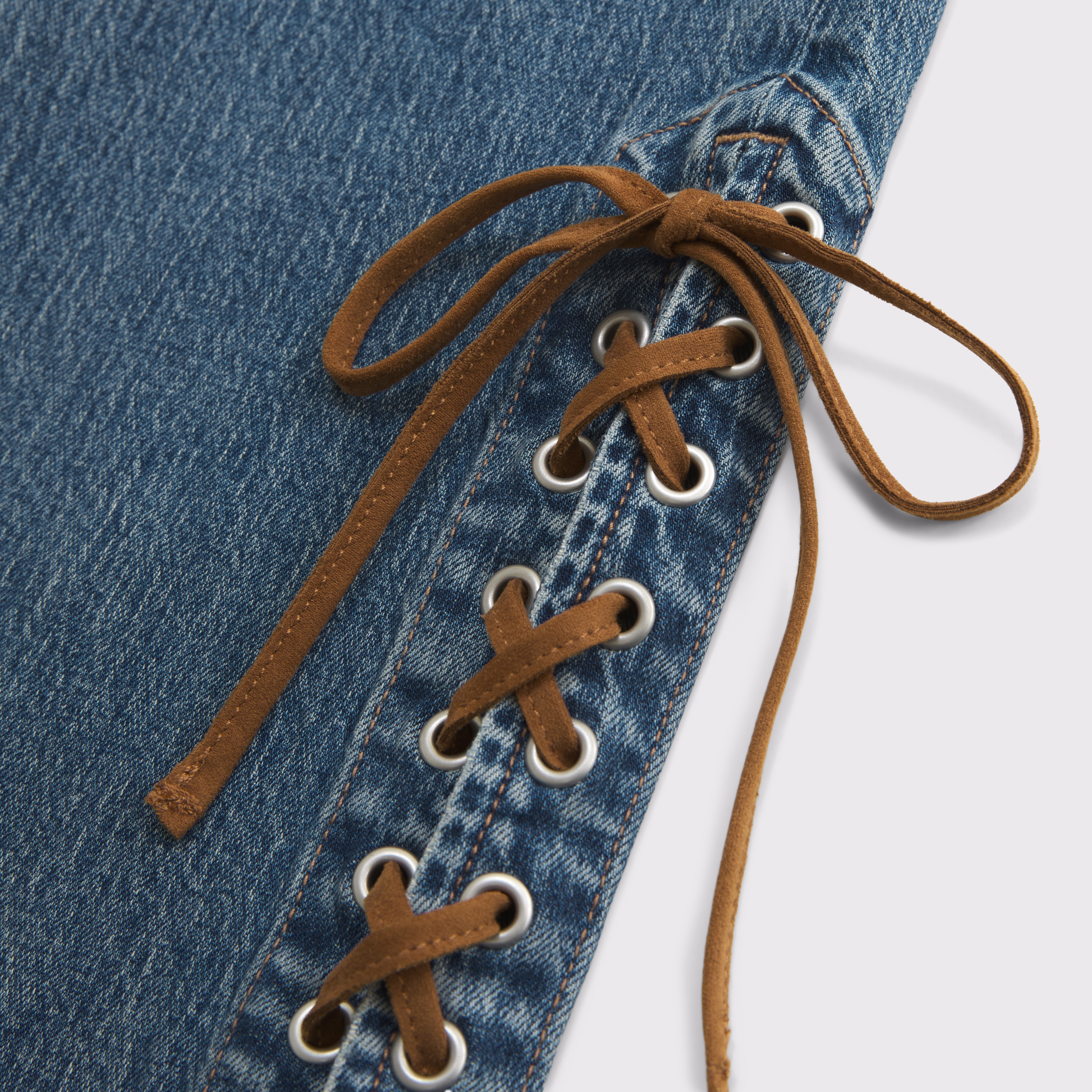 Abercrombie & Fitch Curve Love Mid Rise Bootcut Vegan Suede Lace Jean