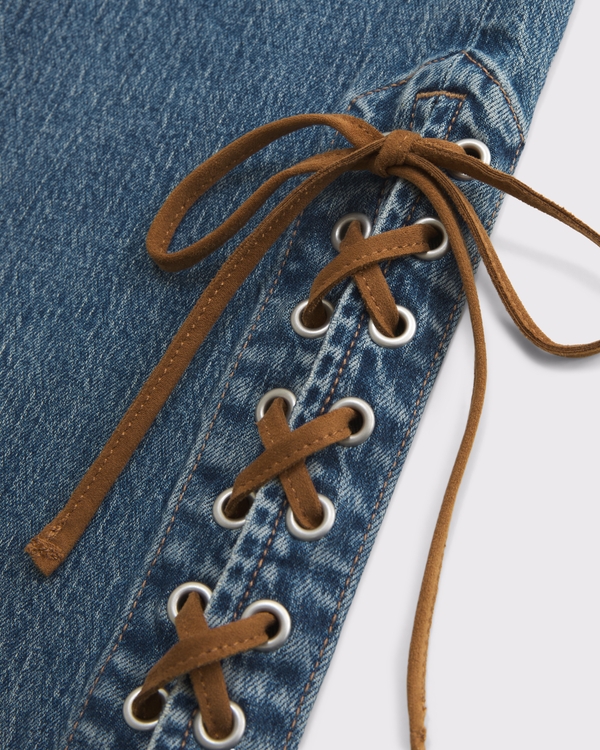 Women's Curve Love Mid Rise Bootcut Vegan Suede Lace Jean