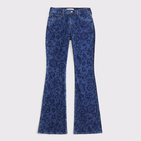 Женские джинсы Abercrombie & Fitch Mid Rise Bootcut Frayed Hem Jean