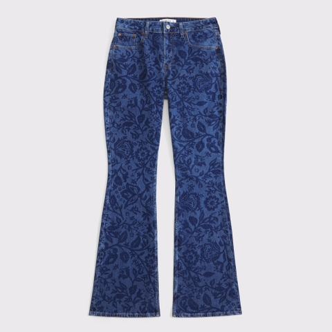 Женские джинсы Abercrombie & Fitch Curve Love Mid Rise Bootcut Frayed Hem Jean