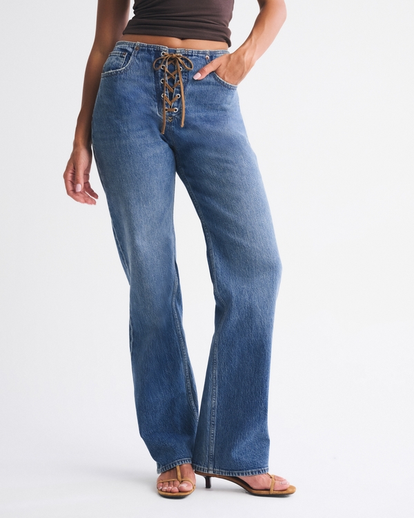 Women's Curve Love High Rise 90s Relaxed Vegan Suede Lace Jean
