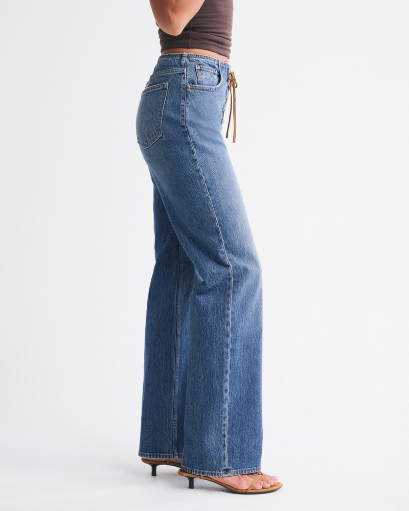 Women's Curve Love High Rise 90s Relaxed Vegan Suede Lace Jean