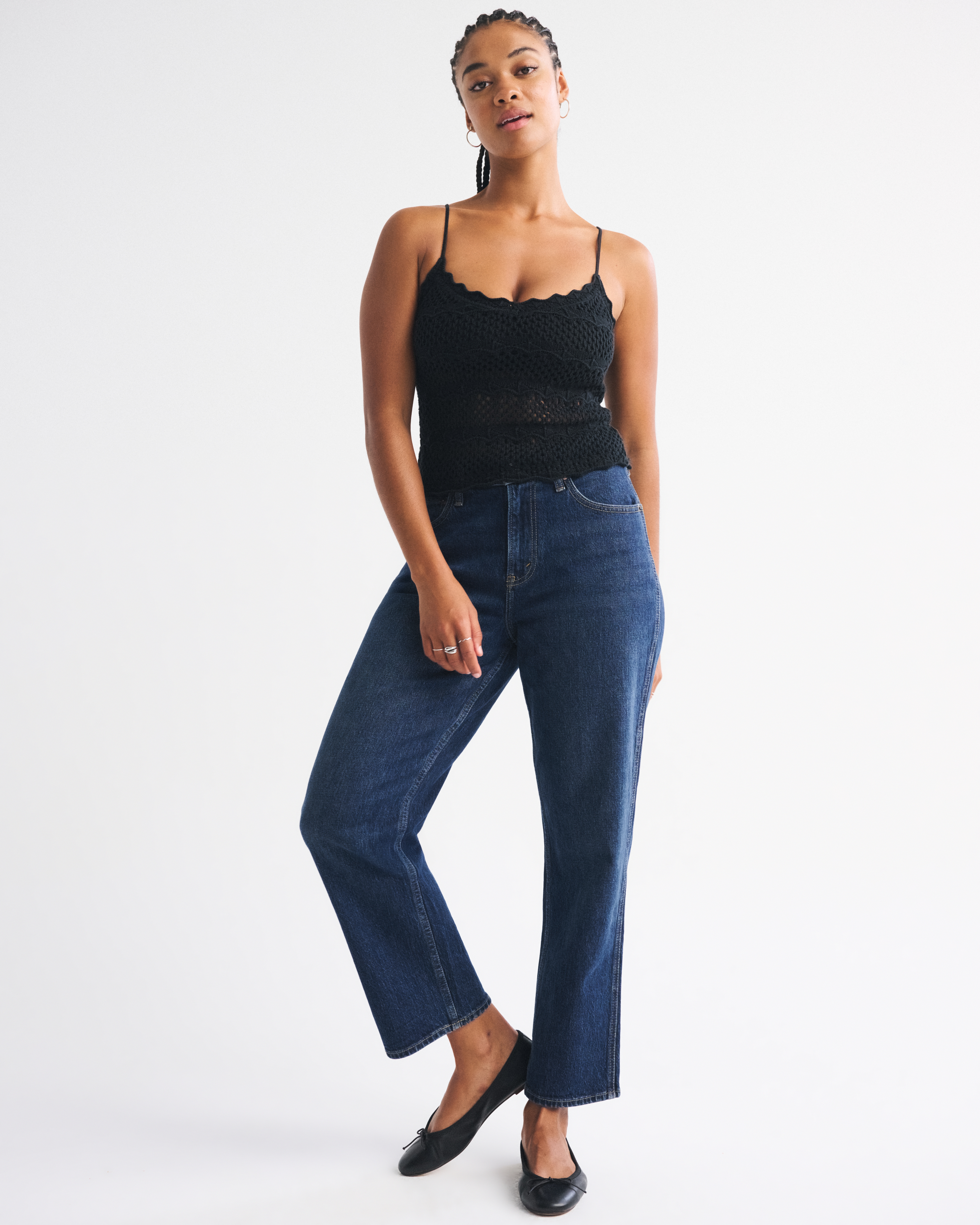 Женские джинсы Abercrombie & Fitch Curve Love High Rise Cropped Straight Jean — фото 2
