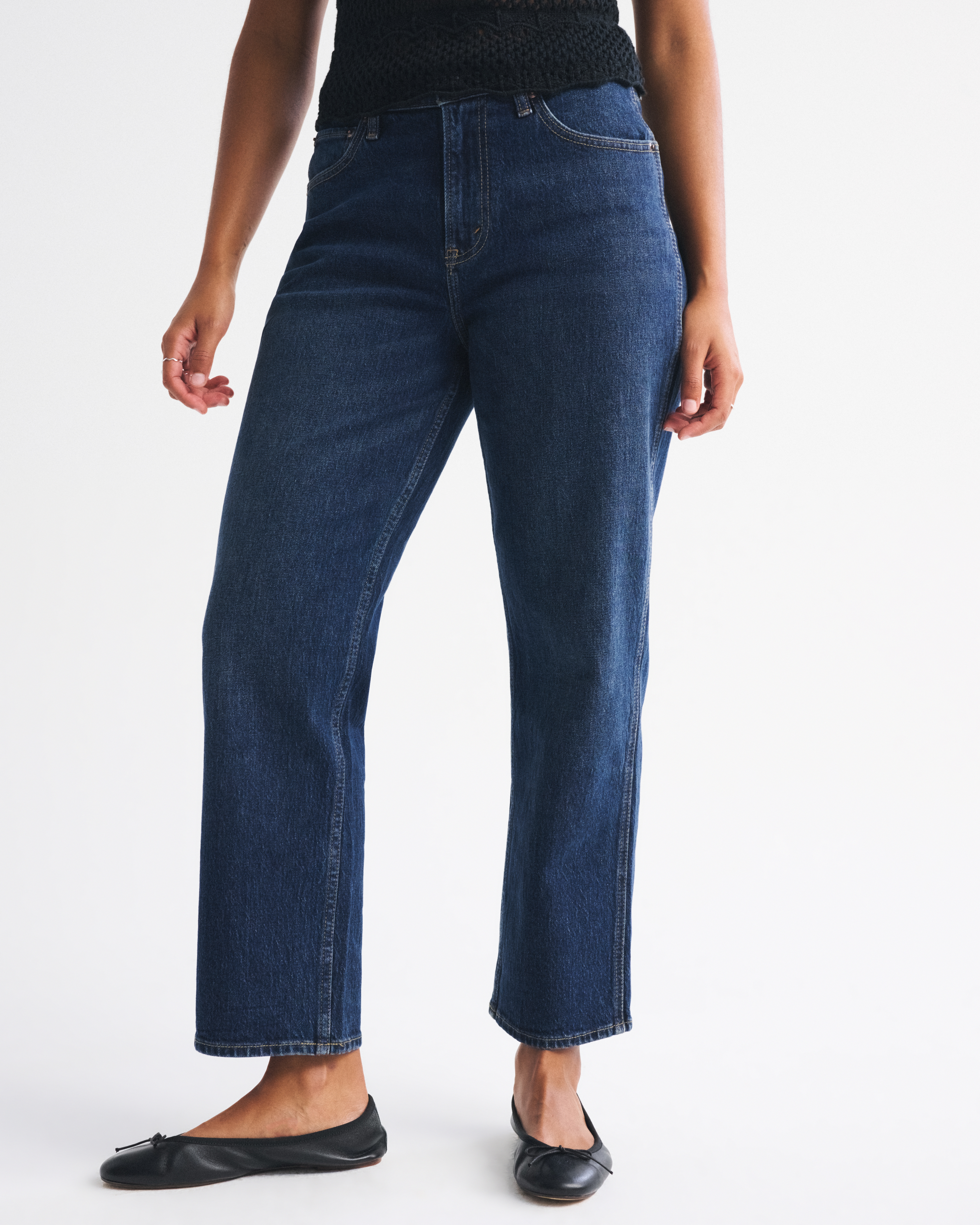 Женские джинсы Abercrombie & Fitch Curve Love High Rise Cropped Straight Jean — фото 3