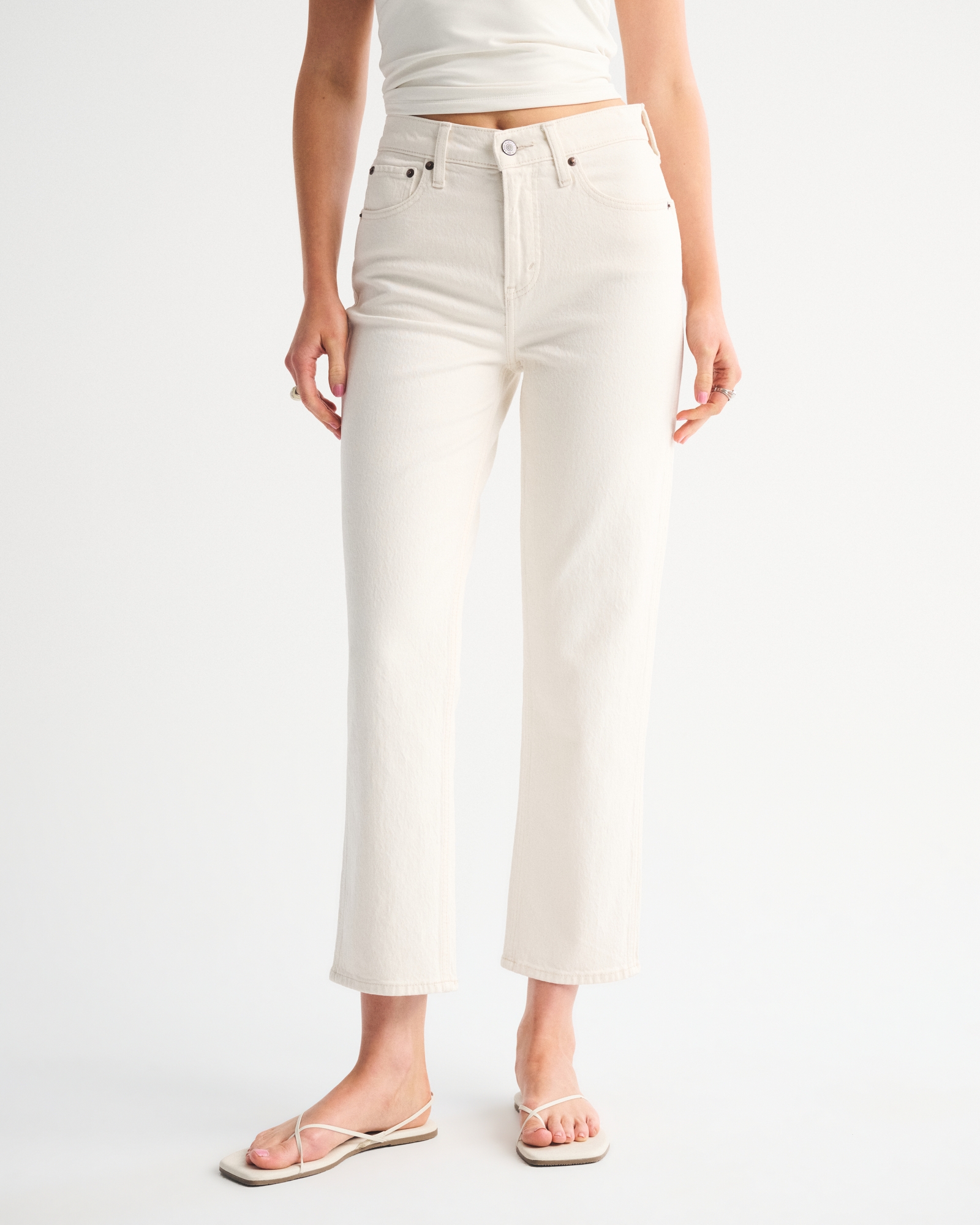 High Rise Cropped Straight Jean