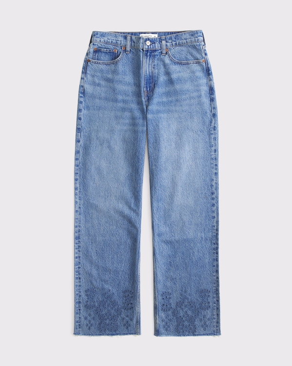 High Rise Loose Jean, Medium Cutwork view 1