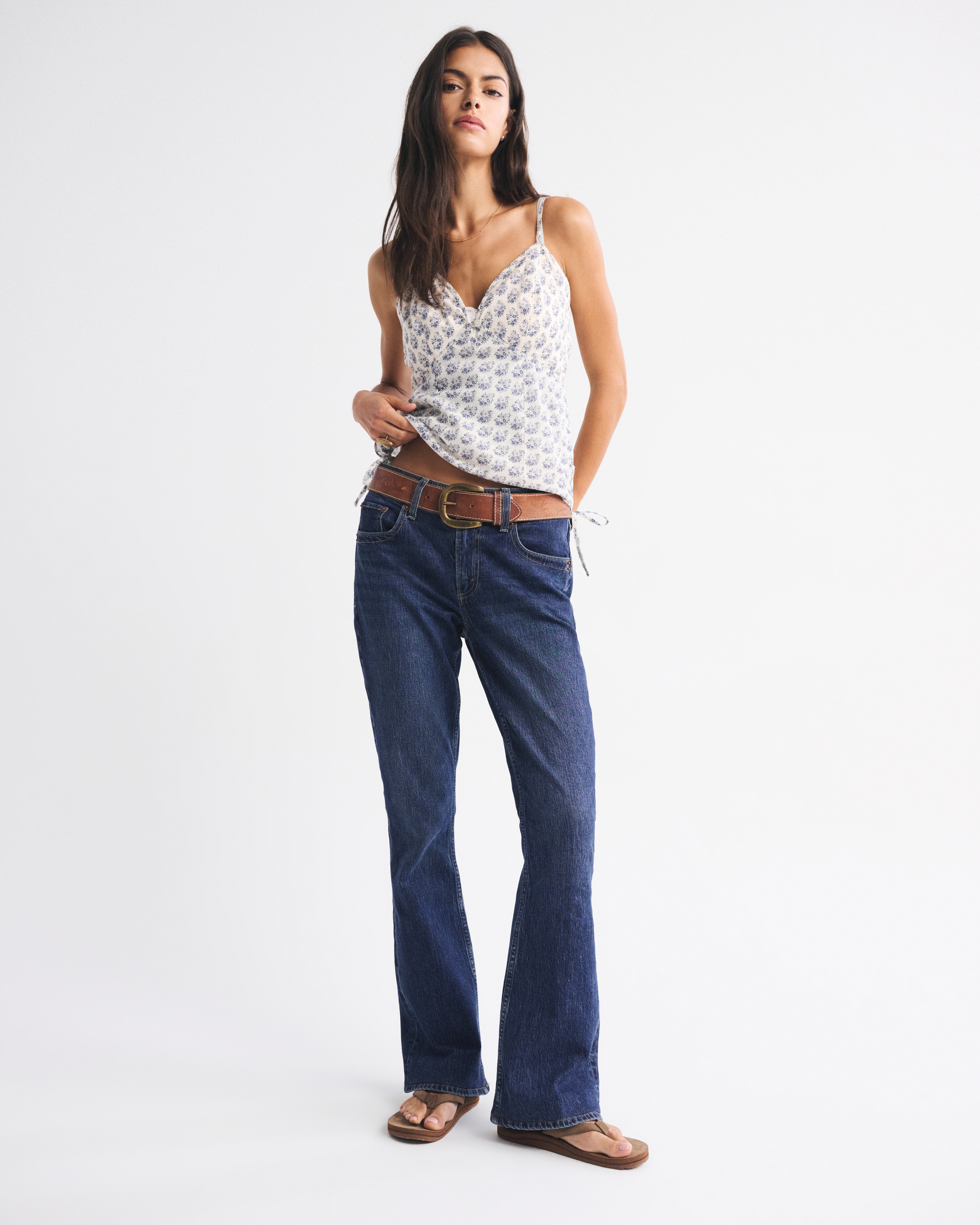 Abercrombie & Fitch Mid Rise Bootcut Rhinestone Pocket Jean