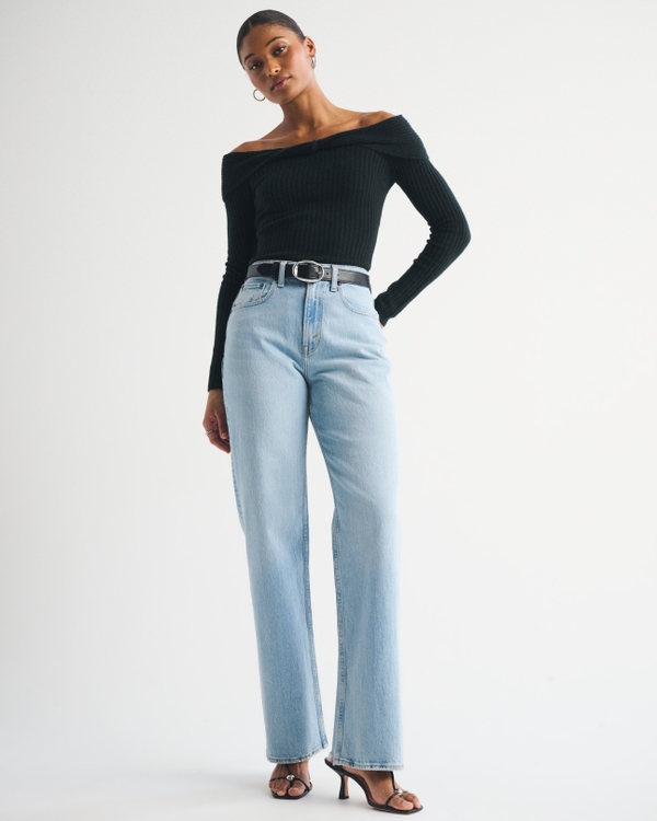 Curve Love High Rise 90s Relaxed Jean, Light Distressed Hem view 1