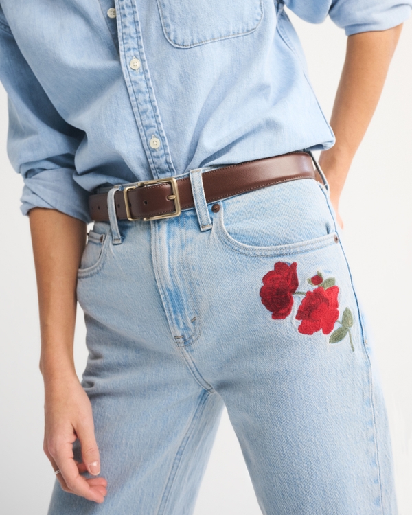 High Rise 90s Relaxed Rose Embroidered Jean