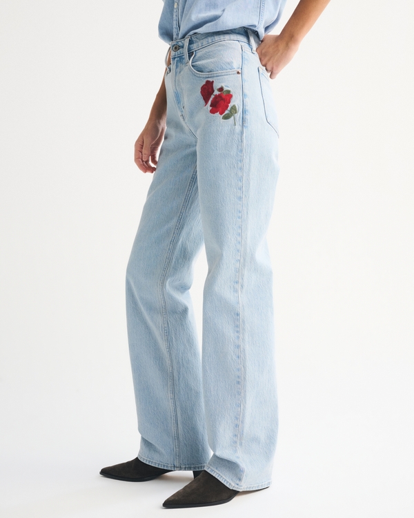 High Rise 90s Relaxed Rose Embroidered Jean