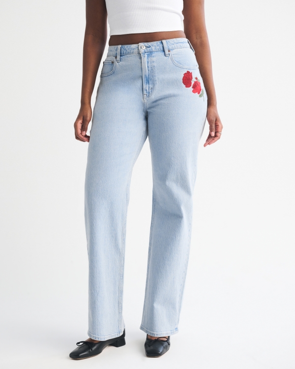 Curve Love High Rise 90s Relaxed Rose Embroidered Jean