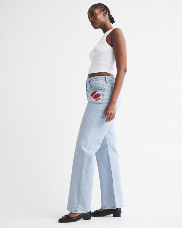 Curve Love High Rise 90s Relaxed Rose Embroidered Jean