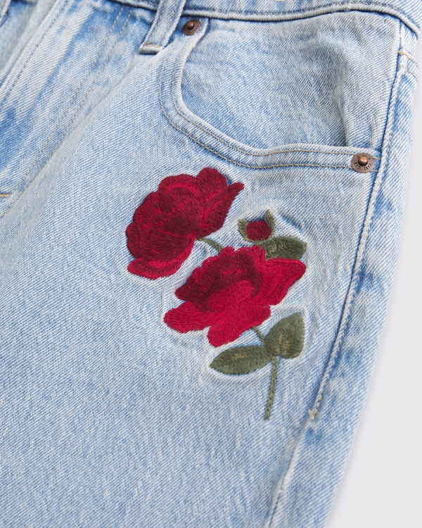 Women's Curve Love High Rise 90s Relaxed Rose Embroidered Jean