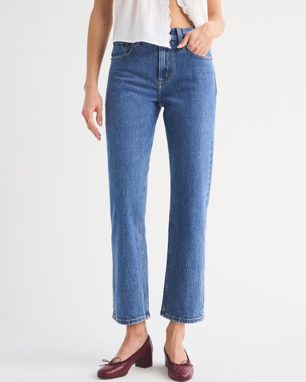 High Rise 90s Cropped Straight Jean, Medium Marble view 2