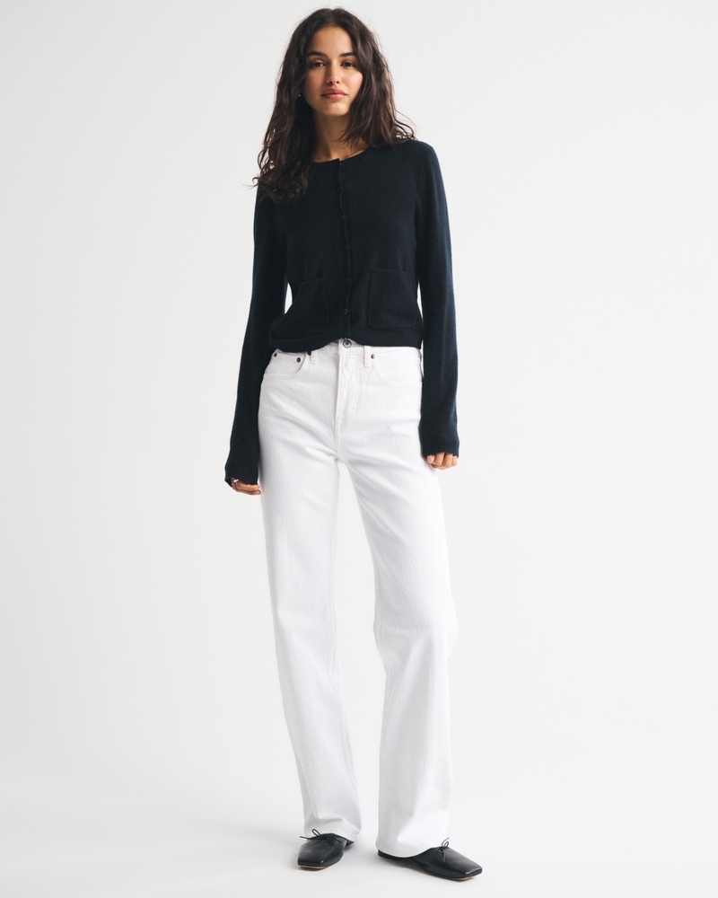 High Rise 90s Relaxed Jean - white by Abercrombie & Fitch