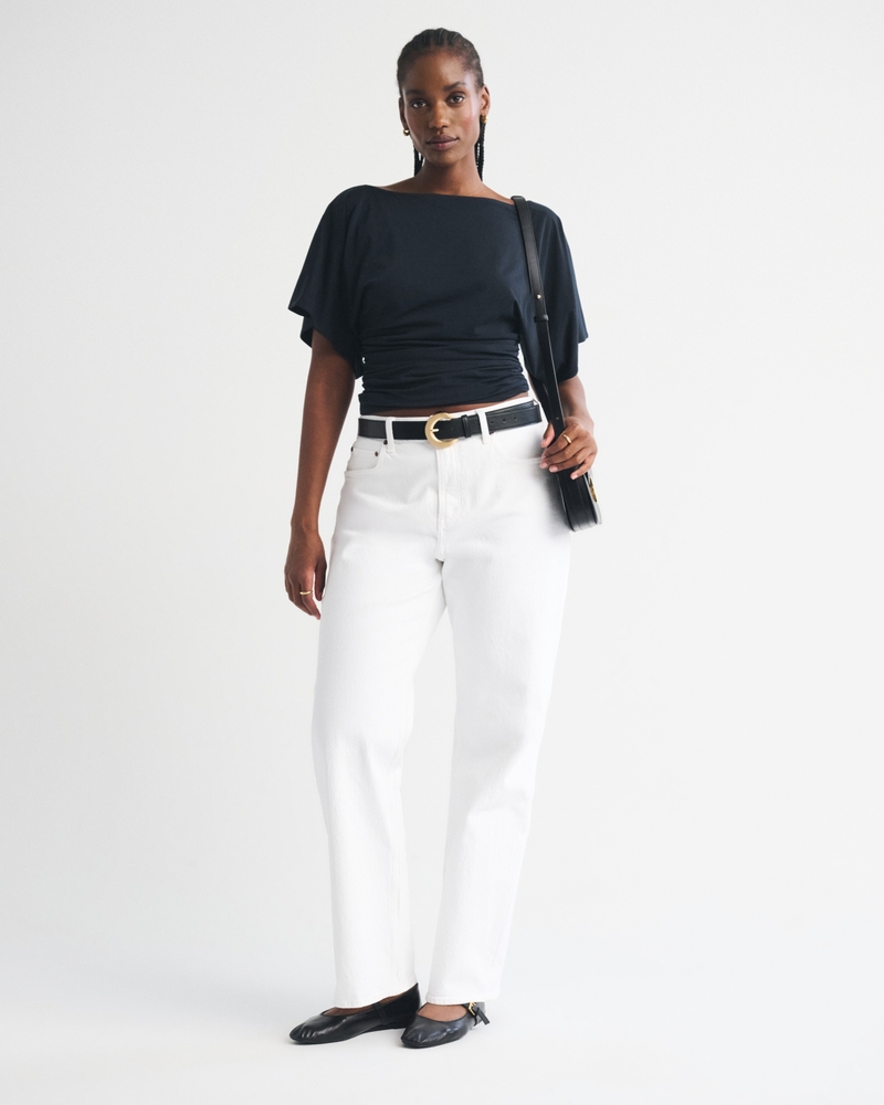 Curve Love High Rise 90s Relaxed Jean - white by Abercrombie & Fitch