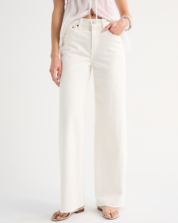High Rise Wide Leg Frayed Hem Jean