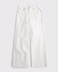 High Rise Wide Leg Frayed Hem Jean