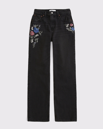 Curve Love High Rise 90s Relaxed Floral Embroidered Jean