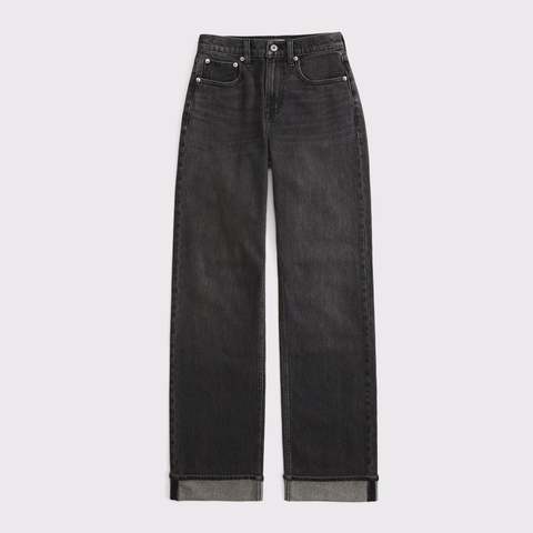 Женские джинсы Abercrombie & Fitch Curve Love High Rise 90s Relaxed Split-Vent Hem Jean