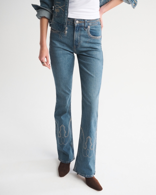 High Rise Bootcut Jean, Medium Embroidery view 2