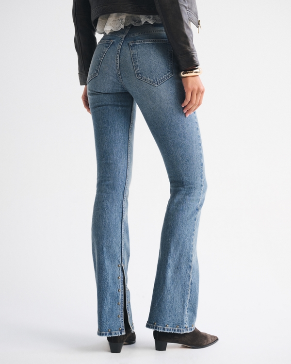 High Rise Bootcut Studded Split-Vent Hem Jean